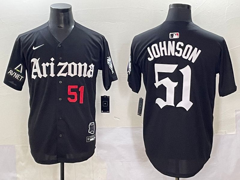 Men 2025 Arizona Diamondback #51 Johnson Black Five generations Joint Name Nike MLB Jersey style 6